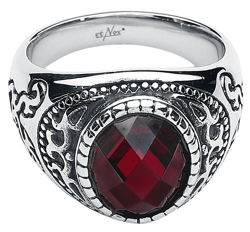 Bague Gothic de etNox hard and heavy - Dark Ruby - pour Unisexe - argent/rouge - etNox hard and heavy