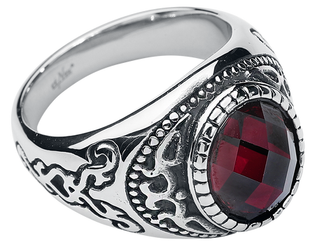Bague Gothic de etNox hard and heavy - Dark Ruby - pour Unisexe - argent/rouge - etNox hard and heavy - View 2