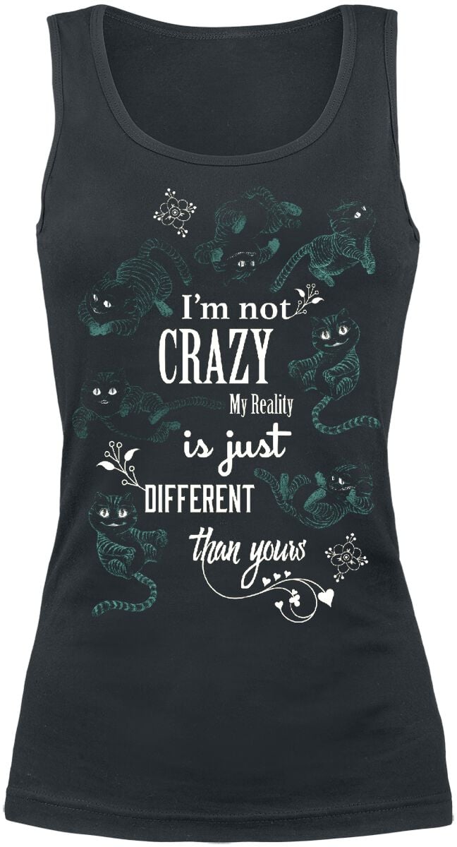 Top Disney de Alice Au Pays Des Merveilles - Le Chat Du Cheshire - I'm Not Crazy - XS à XXL - pour Femme - noir - Alice Au Pays Des Merveilles