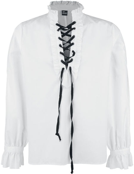 Chemise manches longues Gothic de Banned Alternative - Chemise à fronces et à laçage - S à XXL - pour Homme - blanc - Banned Alternative