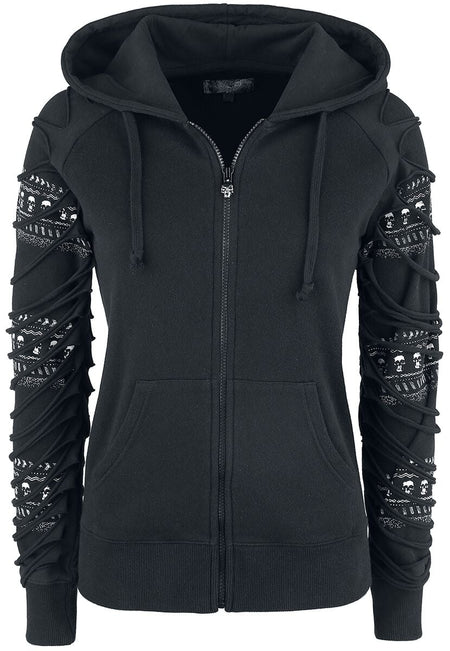 Sweat-shirt zippé à capuche  de Rock Rebel by EMP - Freaking Out Loud - S à XXL - pour Femme - noir - Rock Rebel by EMP