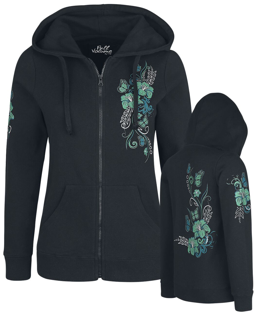Sweat-shirt zippé à capuche  de Full Volume by EMP - Freaking Out Loud - S à XXL - pour Femme - noir - Full Volume by EMP