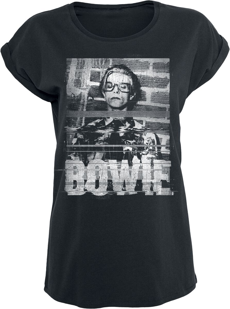 T-Shirt Manches courtes  de David Bowie - Glitchy - S à XL - pour Femme - noir - David Bowie