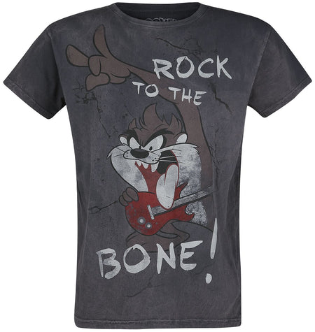 T-Shirt Manches courtes  de Looney Tunes - Tasmanian Devil - Rock To The Bone! - S à 4XL - pour Homme - gris - Looney Tunes