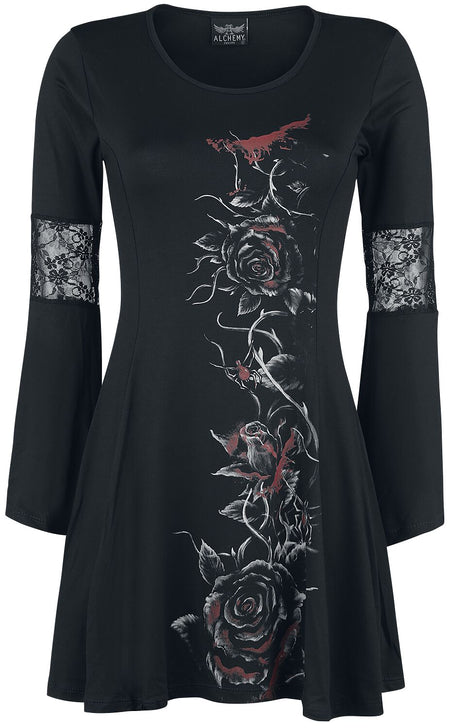 Robe mi-longue  de Alchemy England - Bleeding Rose - L à 3XL - pour Femme - noir - Alchemy England