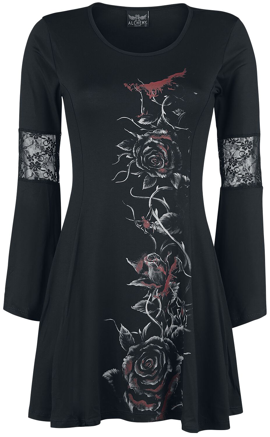 Robe mi-longue  de Alchemy England - Bleeding Rose - L à 3XL - pour Femme - noir - Alchemy England