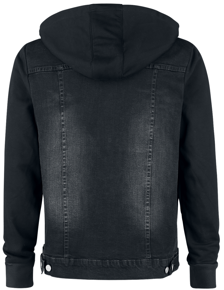 Veste en Jean Rockabilly de RED by EMP - Veste En Jean Avec Manches & Capuche En Sweat - S à XXL - pour Homme - noir - RED by EMP - View 2