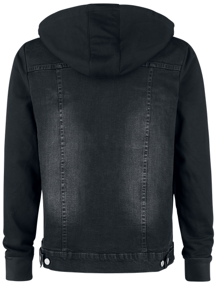 Veste en Jean Rockabilly de RED by EMP - Veste En Jean Avec Manches & Capuche En Sweat - S à 5XL - pour Homme - noir - RED by EMP - View 2