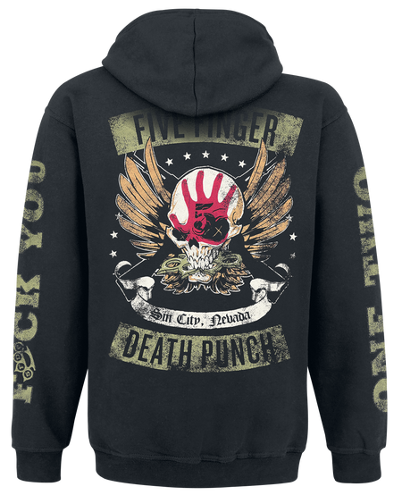 Sweat-shirt zippé à capuche  de Five Finger Death Punch - Locked & Loaded - M à 3XL - pour Homme - noir - Five Finger Death Punch - View 2