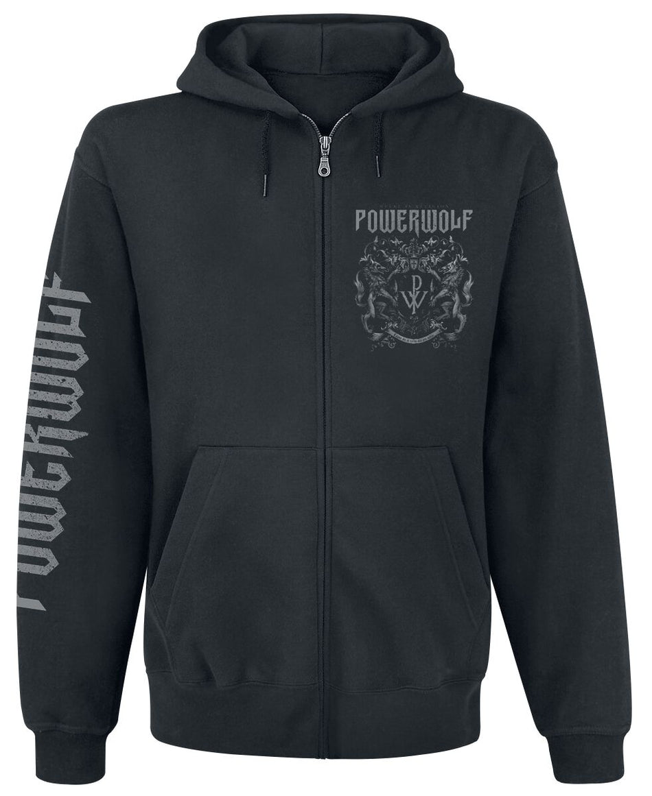 Sweat-shirt zippé à capuche  de Powerwolf - Crest - Metal Is Religion - S à XXL - pour Homme - noir - Powerwolf