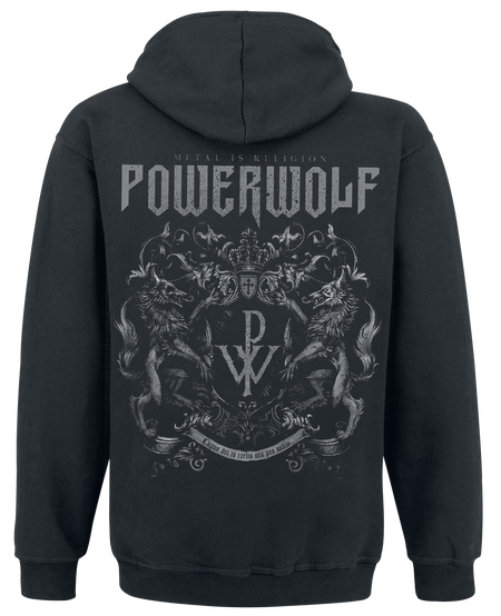 Sweat-shirt zippé à capuche  de Powerwolf - Crest - Metal Is Religion - S à XXL - pour Homme - noir - Powerwolf - View 2