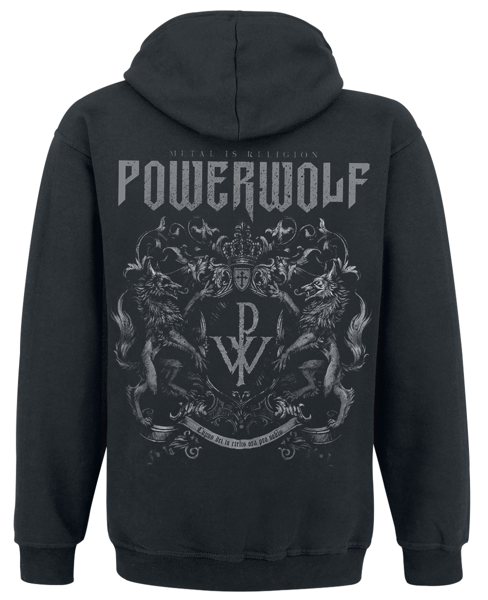 Sweat-shirt zippé à capuche  de Powerwolf - Crest - Metal Is Religion - S à XXL - pour Homme - noir - Powerwolf - View 2