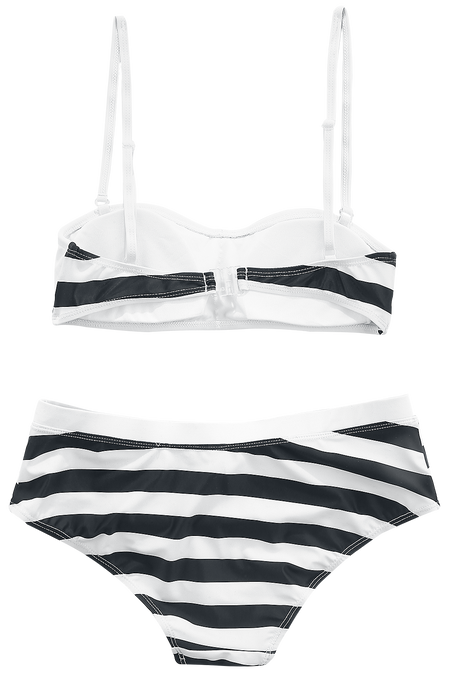 Bikini Rockabilly de Pussy Deluxe - Bikini Big Party Stripes - XS à S - pour Femme - noir/blanc - Pussy Deluxe - View 2