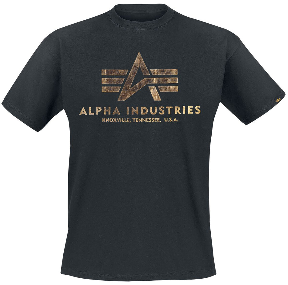 T-Shirt Manches courtes  de Alpha Industries - T-Shirt Basic - S à 3XL - pour Homme - noir/or - alpha industries