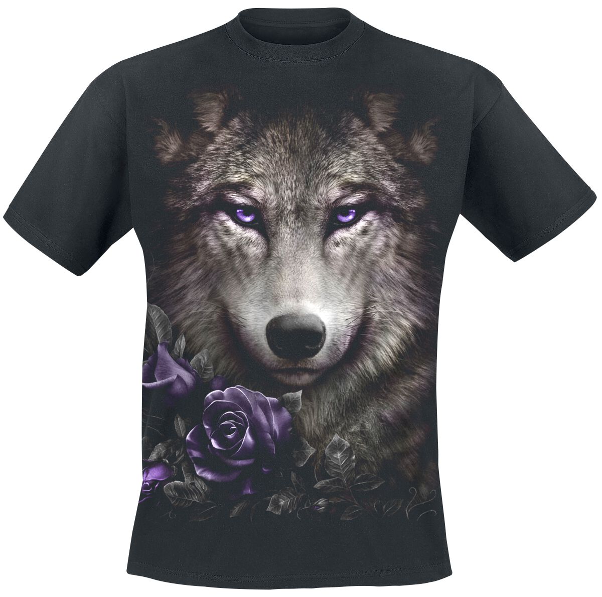 T-Shirt Manches courtes Gothic de Spiral - Wolf Roses - M à XXL - pour Homme - noir - Spiral