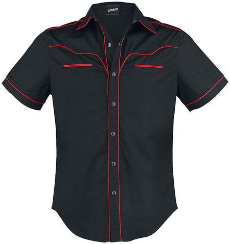 Chemise manches courtes Rockabilly de Banned Alternative - Coutures Unies - S à 5XL - pour Homme - noir/rouge - Banned Alternative