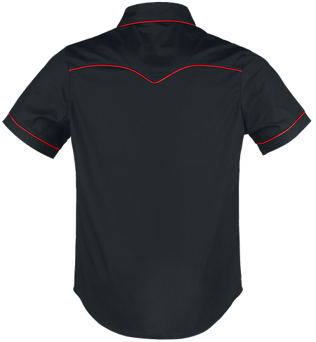 Chemise manches courtes Rockabilly de Banned Alternative - Coutures Unies - S à 5XL - pour Homme - noir/rouge - Banned Alternative - View 2