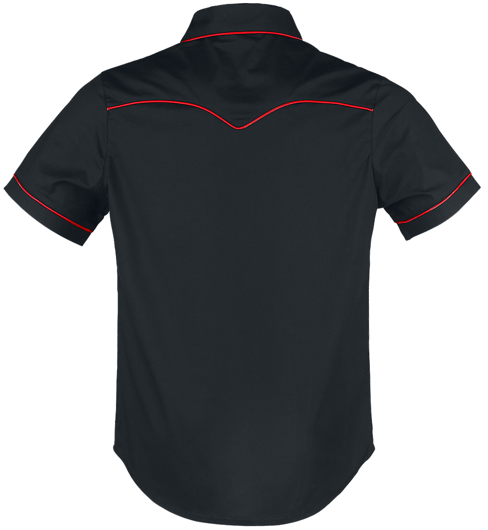 Chemise manches courtes Rockabilly de Banned Alternative - Coutures Unies - S à 5XL - pour Homme - noir/rouge - Banned Alternative - View 2