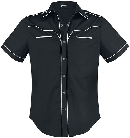 Chemise manches courtes Rockabilly de Banned Alternative - Coutures Unies - S à 5XL - pour Homme - noir/blanc - Banned Alternative