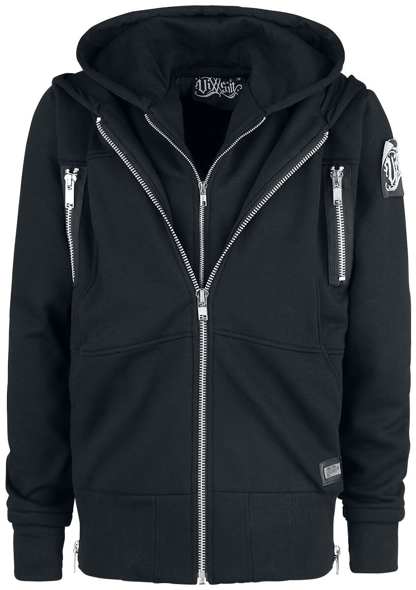 Sweat-shirt zippé à capuche Gothic de Vixxsin - Veste À Capuche Ivan - S à XXL - pour Homme - noir - Vixxsin