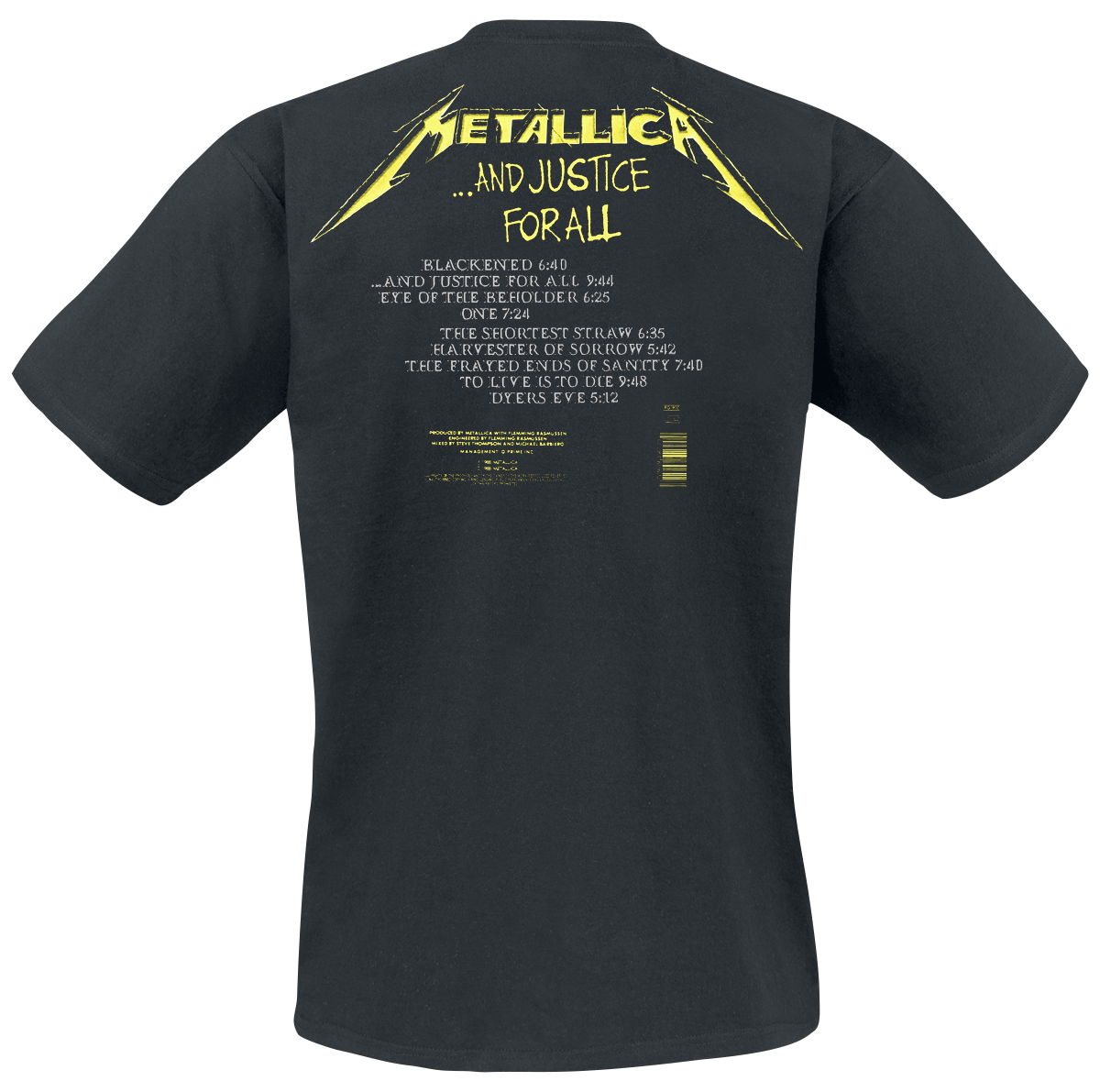 T-Shirt Manches courtes  de Metallica - ...And Justice For All - Tracklist - S à 5XL - pour Unisexe - noir - metallica - View 2