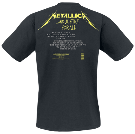 T-Shirt Manches courtes  de Metallica - ...And Justice For All - Tracklist - S à 5XL - pour Unisexe - noir - metallica - View 2