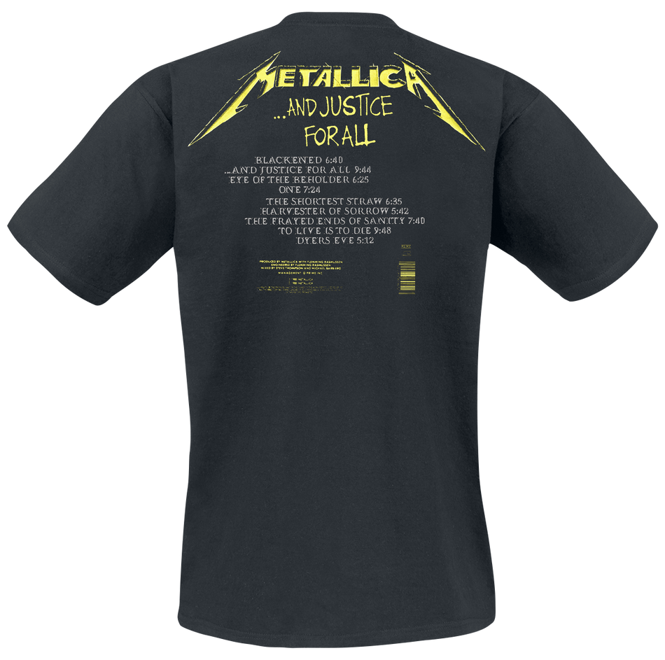 T-Shirt Manches courtes  de Metallica - ...And Justice For All - Tracklist - S à 5XL - pour Unisexe - noir - metallica - View 2