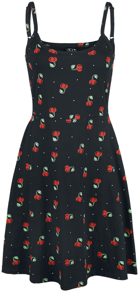 Robe mi-longue Rockabilly de Pussy Deluxe - Robe Sweet Cherry - XS à XL - pour Femme - noir - Pussy Deluxe