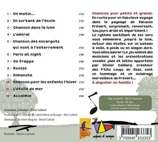 Chansons de Prévert pour les enfants - Front Cover