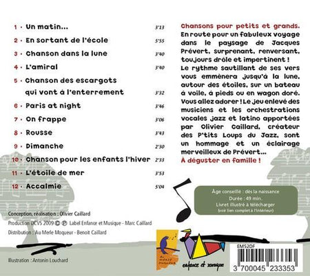 Chansons de Prévert pour les enfants - Front Cover