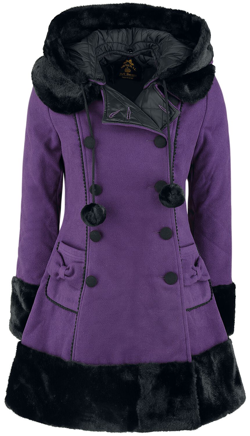 Manteau d'hiver Rockabilly de Hell Bunny - Manteau Sarah Jane - XS à 4XL - pour Femme - lilas - hell bunny