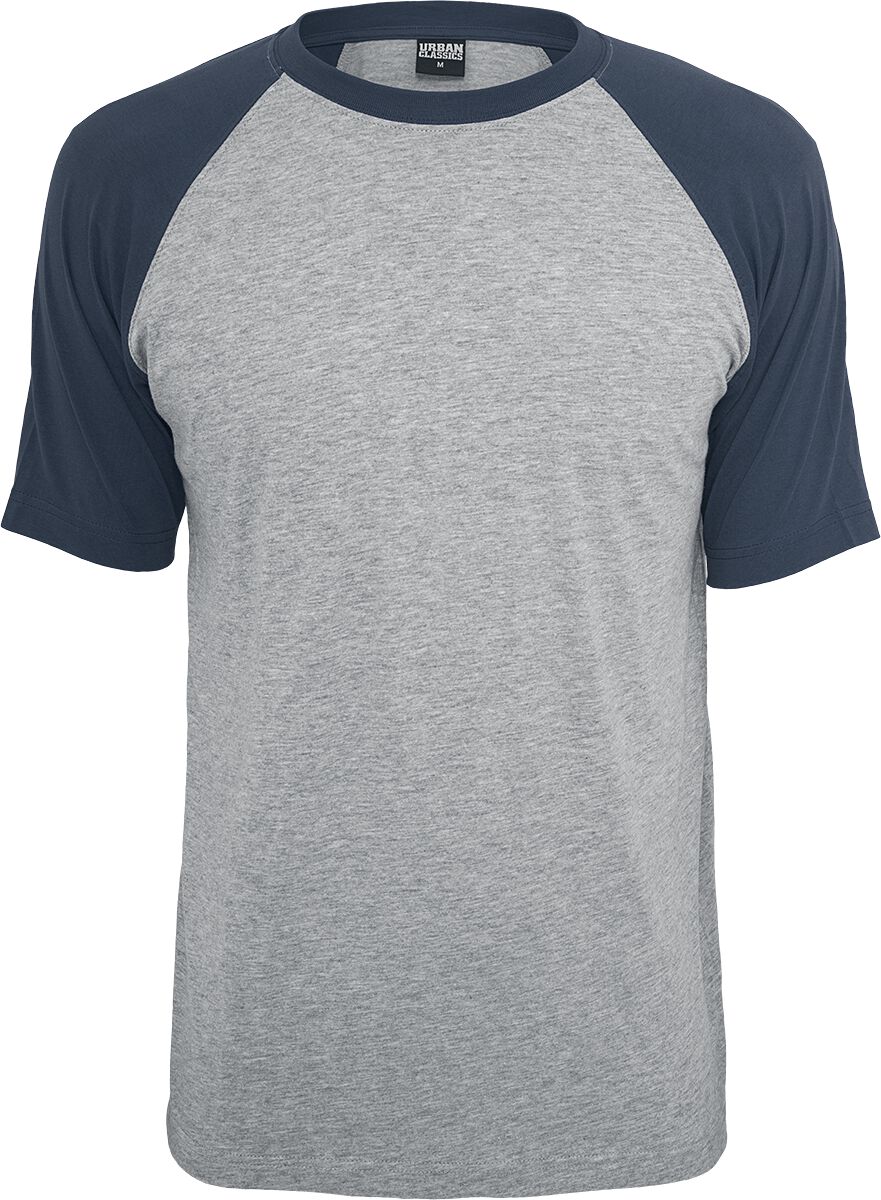 T-Shirt Manches courtes  de Urban Classics - T-Shirt Raglan Contrast - S à 4XL - pour Homme - gris chiné/marine - Urban Classics