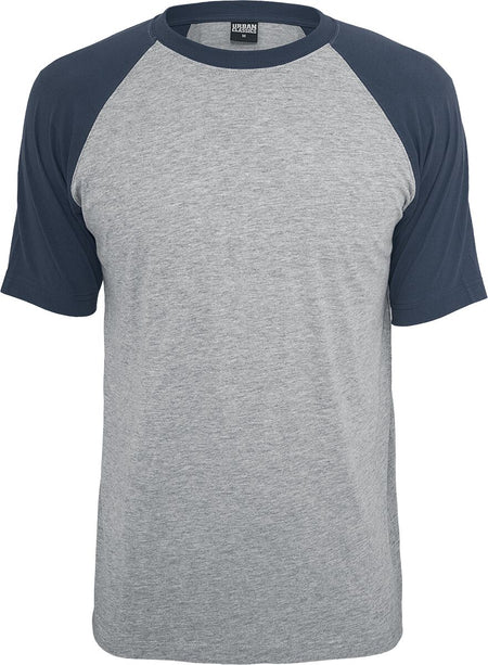 T-Shirt Manches courtes  de Urban Classics - T-Shirt Raglan Contrast - S à 4XL - pour Homme - gris chiné/marine - Urban Classics