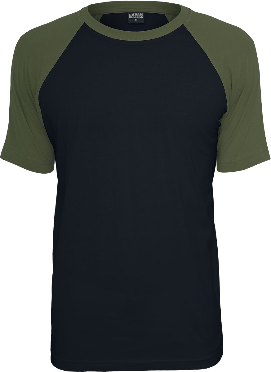 T-Shirt Manches courtes  de Urban Classics - T-Shirt Raglan Contrast - S à 5XL - pour Homme - noir/olive - Urban Classics