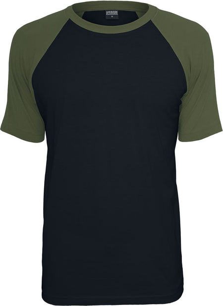 T-Shirt Manches courtes  de Urban Classics - T-Shirt Raglan Contrast - S à 5XL - pour Homme - noir/olive - Urban Classics