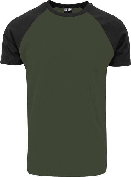 T-Shirt Manches courtes  de Urban Classics - T-Shirt Raglan Contrast - S à 3XL - pour Homme - olive/noir - Urban Classics