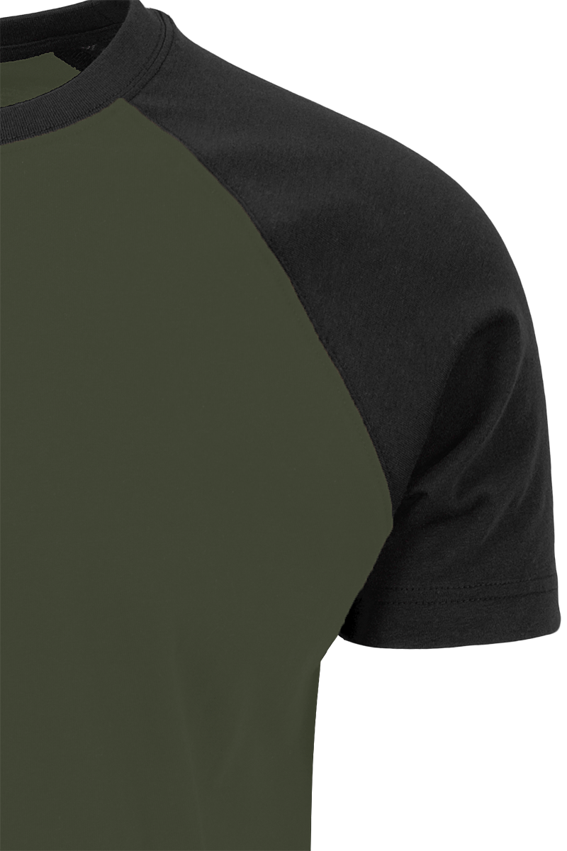 T-Shirt Manches courtes  de Urban Classics - T-Shirt Raglan Contrast - S à 3XL - pour Homme - olive/noir - Urban Classics - View 2