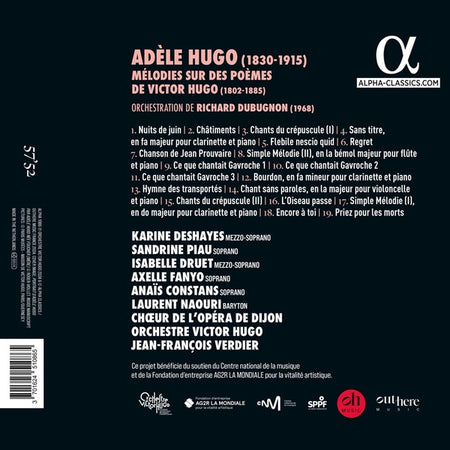 Adele Hugo : Mélodies sur des poèmes de Victor Hugo - Front Cover