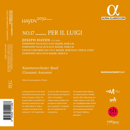 Haydn 2032, Volume 17 : Per il Luigi - Front Cover