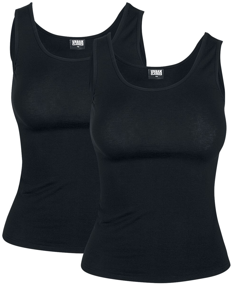 Top  de Urban Classics - Lot de 2 Débardeurs En Stretch Femme - XS à 5XL - pour Femme - noir - Urban Classics