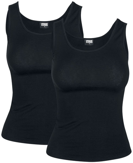 Top  de Urban Classics - Lot de 2 Débardeurs En Stretch Femme - XS à 5XL - pour Femme - noir - Urban Classics