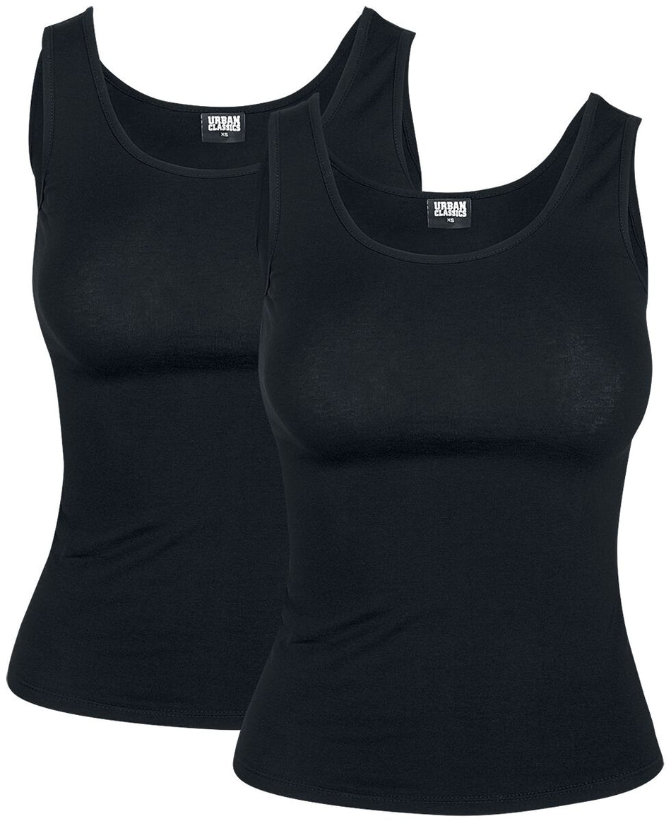 Top  de Urban Classics - Lot de 2 Débardeurs En Stretch Femme - XS à 5XL - pour Femme - noir - Urban Classics