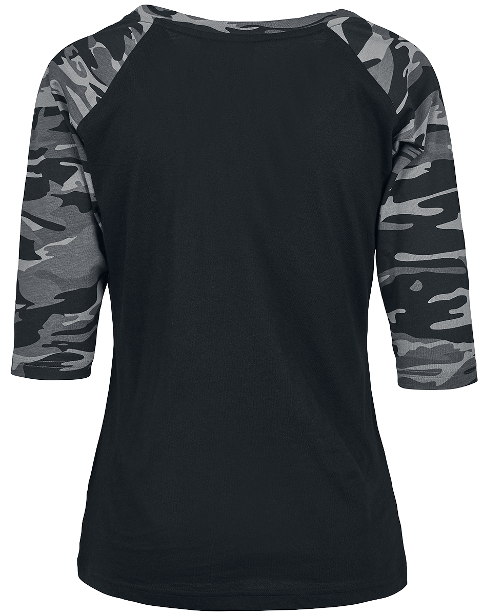 T-shirt manches longues  de Urban Classics - T-Shirt Manches 3/4 Raglan Femme - XS à 5XL - pour Femme - noir/camouflage sombre - Urban Classics - View 2