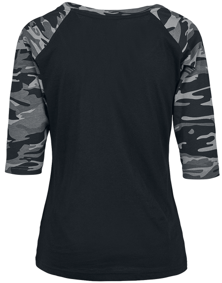 T-shirt manches longues  de Urban Classics - T-Shirt Manches 3/4 Raglan Femme - XS à 4XL - pour Femme - noir/camouflage sombre - Urban Classics - View 2