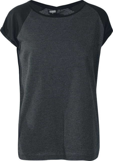 T-Shirt Manches courtes  de Urban Classics - T-shirt Manches Raglan Femme - XS à 5XL - pour Femme - anthracite/noir - Urban Classics