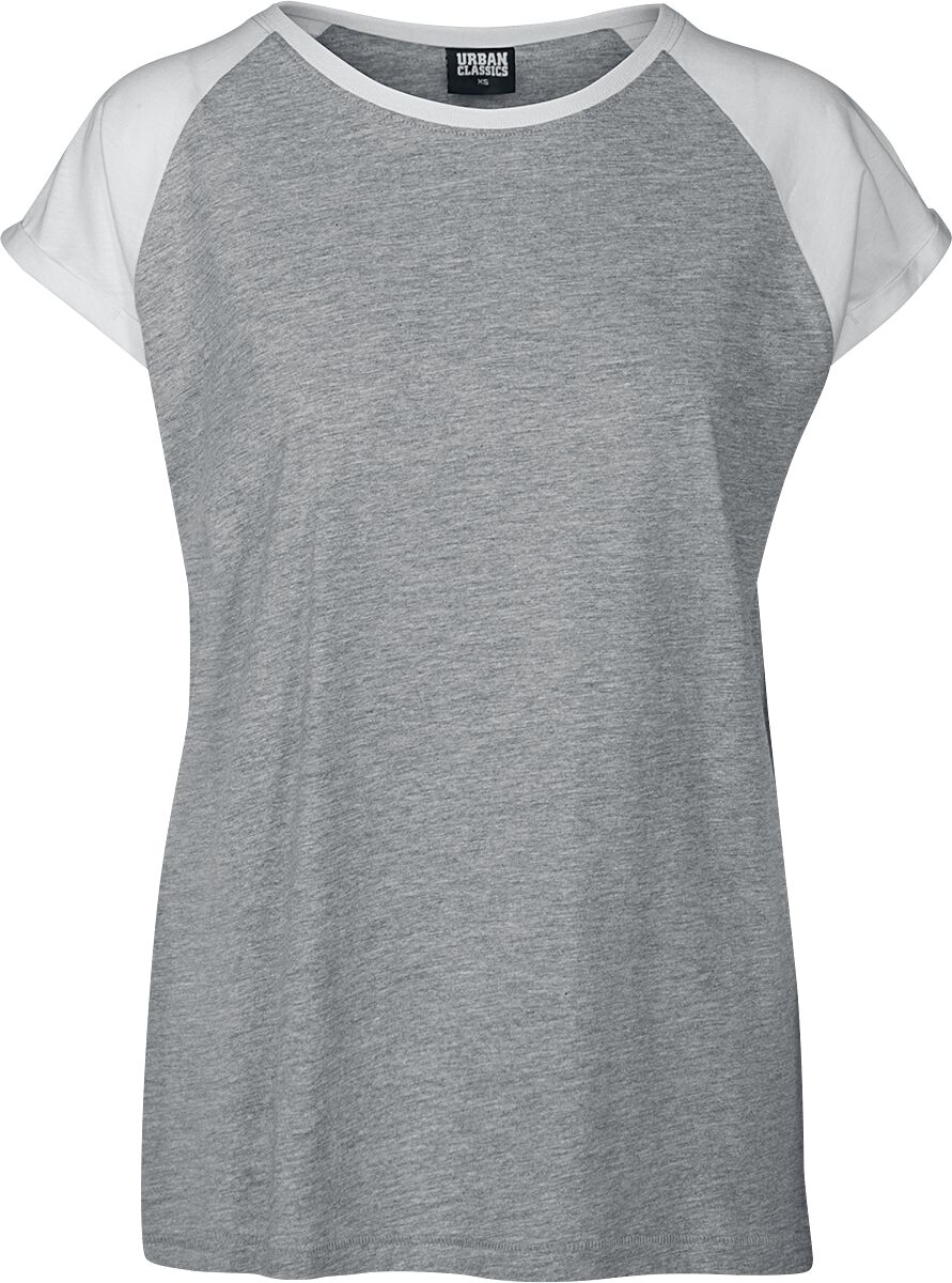 T-Shirt Manches courtes  de Urban Classics - T-shirt Manches Raglan Femme - XS à 5XL - pour Femme - gris chiné/blanc - Urban Classics