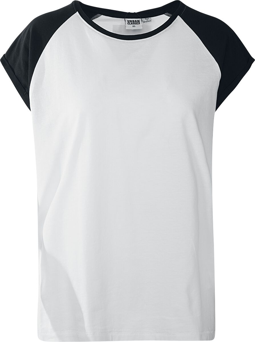 T-Shirt Manches courtes  de Urban Classics - T-shirt Manches Raglan Femme - XS à 4XL - pour Femme - blanc/noir - Urban Classics