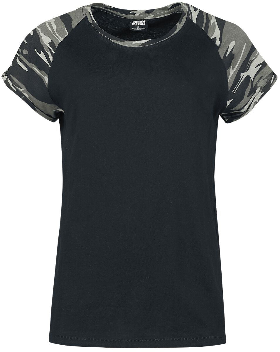 T-Shirt Manches courtes  de Urban Classics - T-shirt Manches Raglan Femme - XS à 5XL - pour Femme - noir/camouflage sombre - Urban Classics
