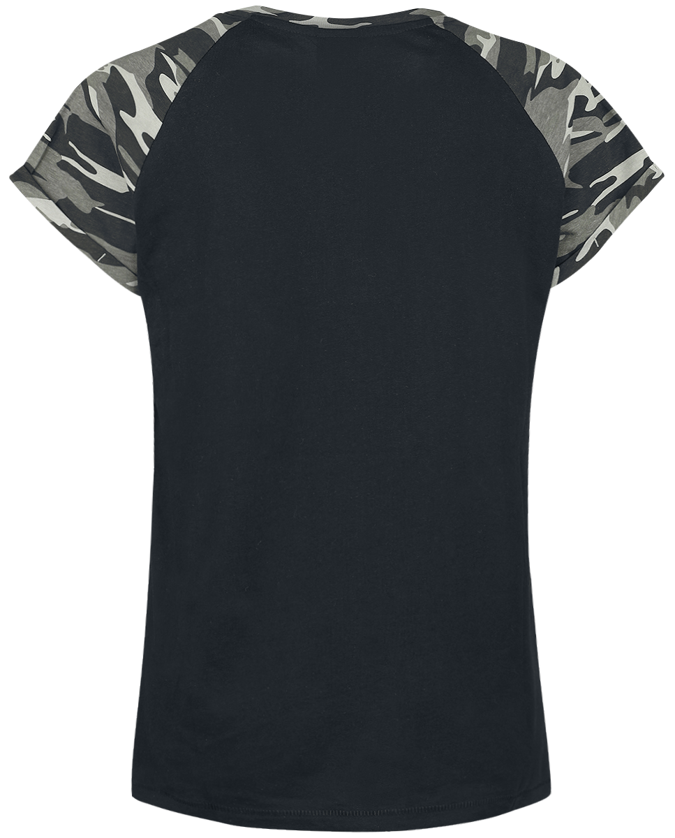T-Shirt Manches courtes  de Urban Classics - T-shirt Manches Raglan Femme - XS à 5XL - pour Femme - noir/camouflage sombre - Urban Classics - View 2