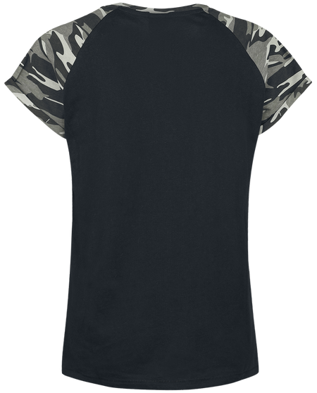 T-Shirt Manches courtes  de Urban Classics - T-shirt Manches Raglan Femme - XS à 5XL - pour Femme - noir/camouflage sombre - Urban Classics - View 2